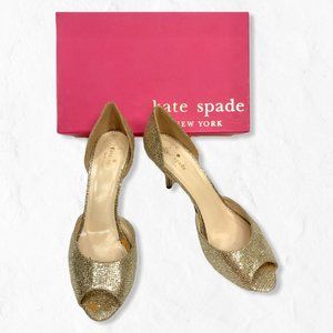 Kate Spade Gold/Starlight Sage Heels IOB 10M